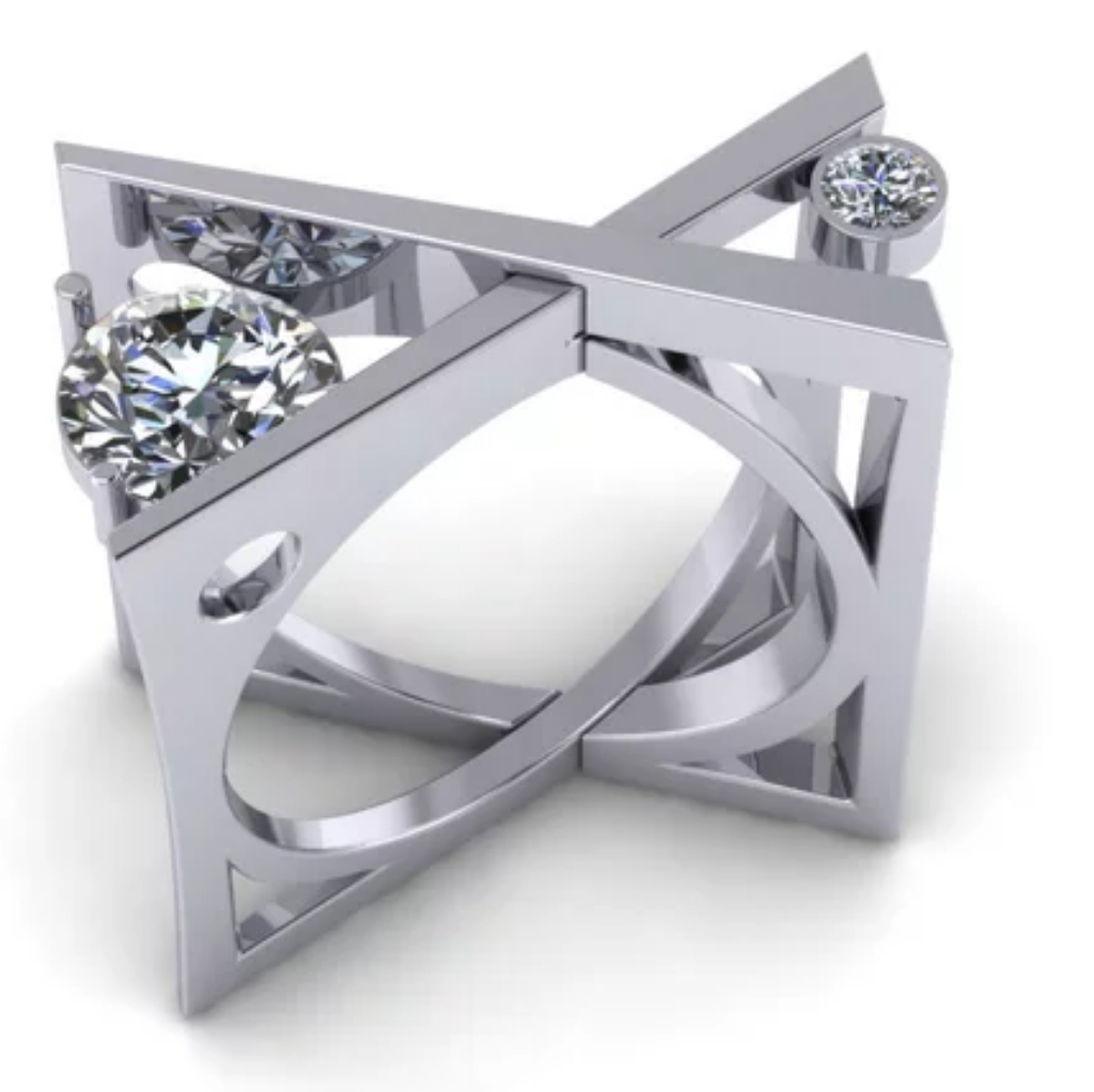 Gorgeous Stainless Steel Zircon Ring 33$